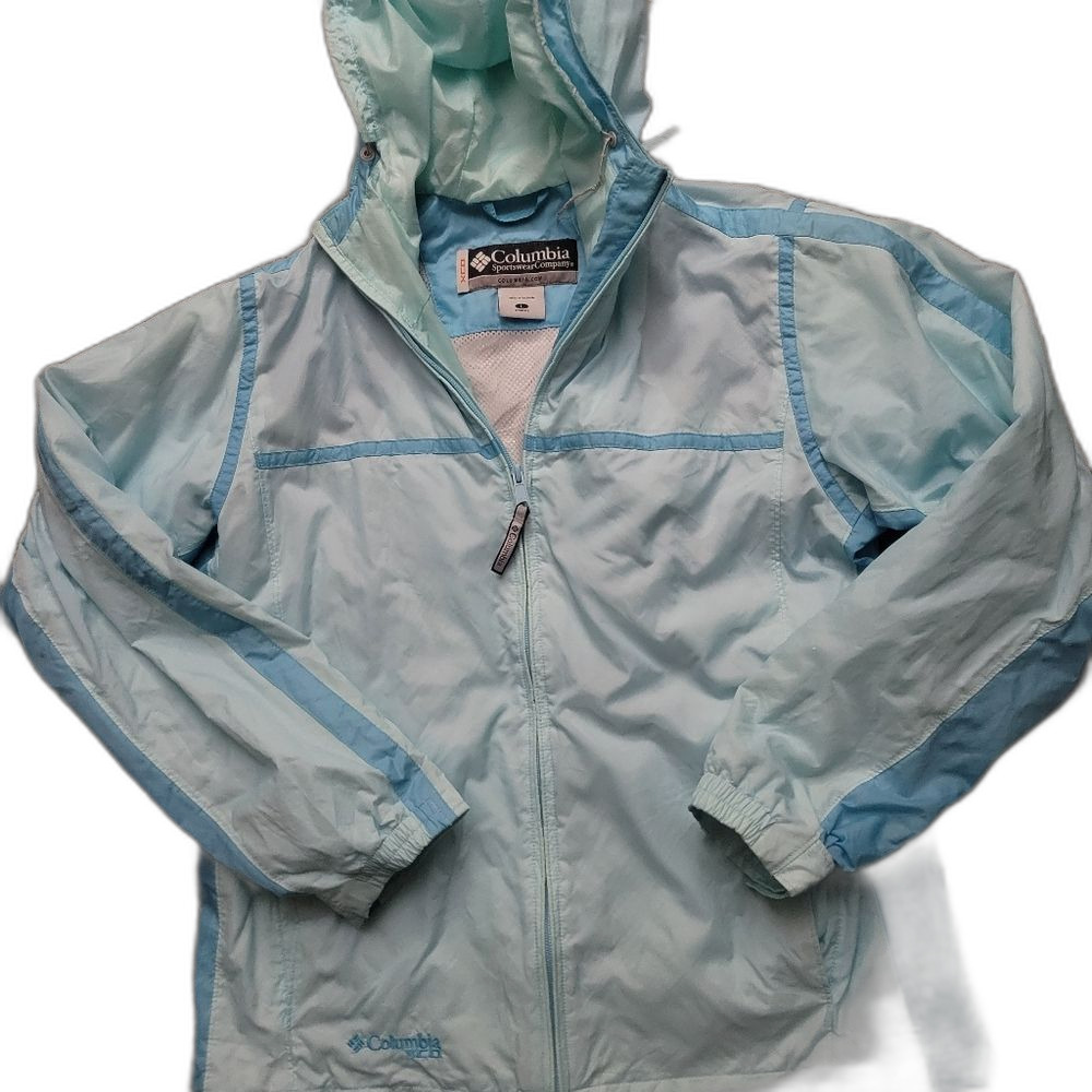 Columbia Women's Light Blue XCO Waterproof Windbreaker Jacket Sz L